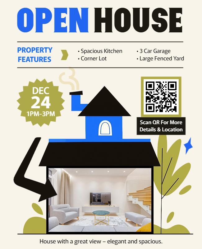 Charming Modern Open House with Spacious Living Areas Flyer Template
