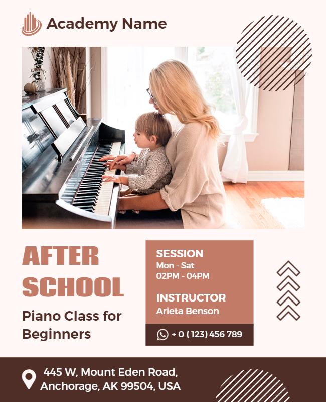 Charming Modern Piano Class for Beginners Poster Template