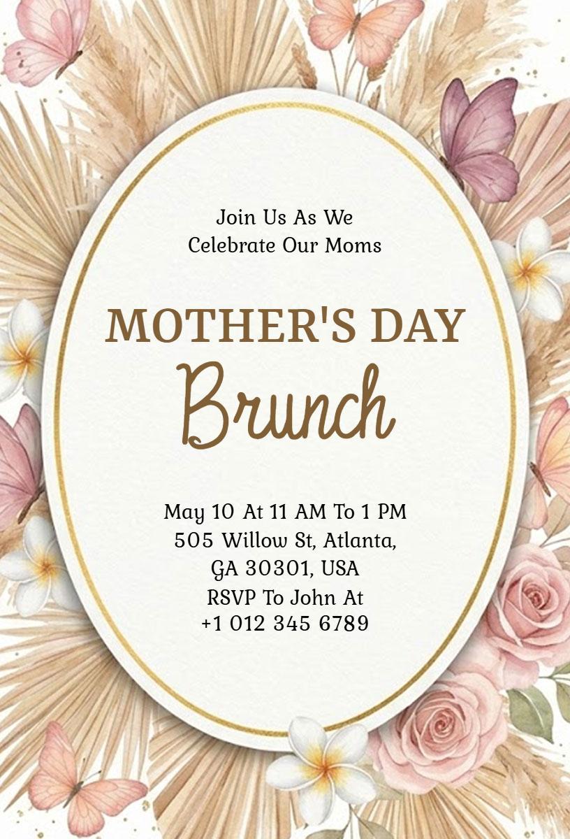 Charming Mother's Day Brunch Celebration Invitation Template
