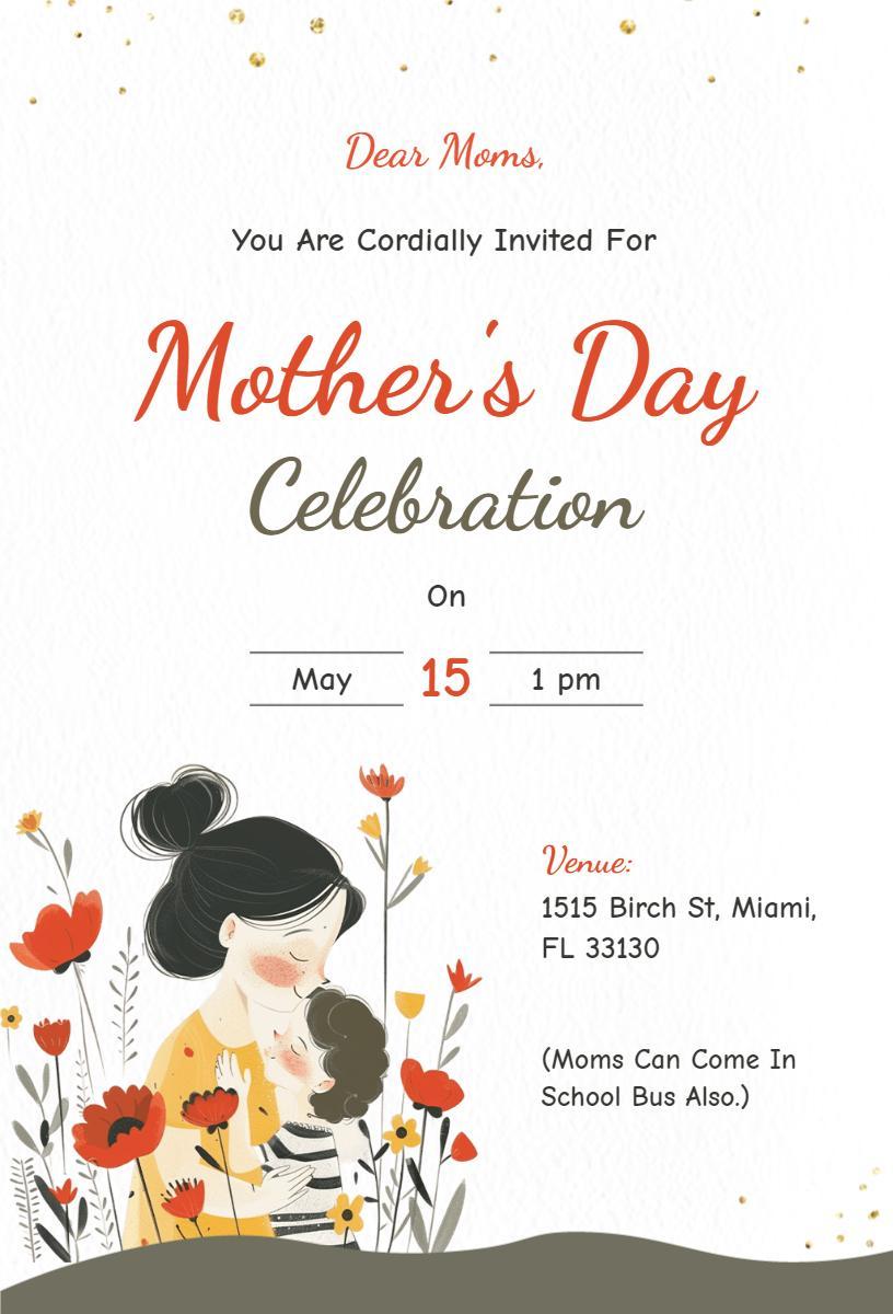 Charming Mother's Day Celebration Family Gathering Invitation Template