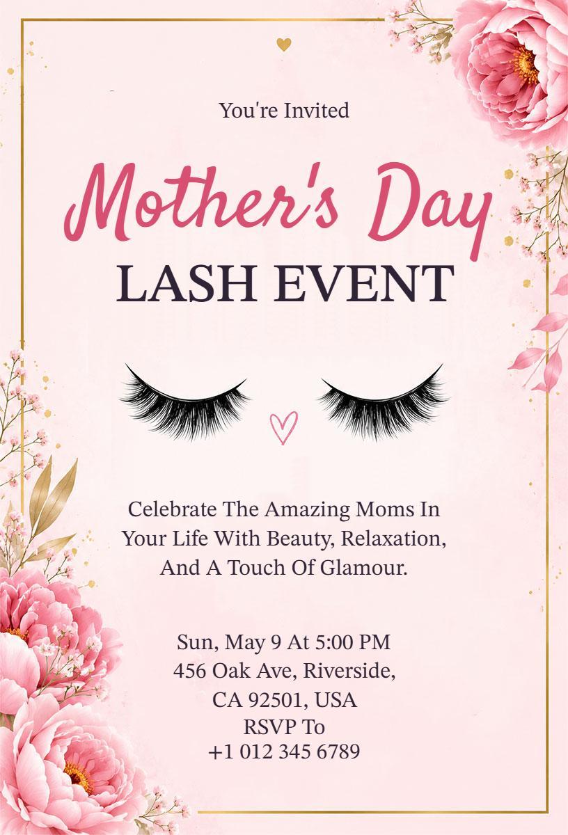 Charming Mother's Day Lash Beauty Celebration Invitation Template