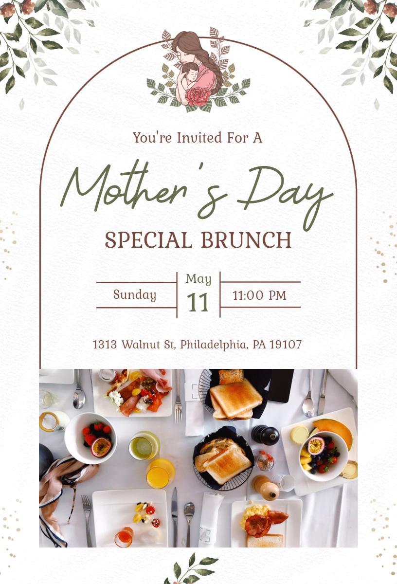 Charming Mother's Day Special Brunch Celebration Invitation Template