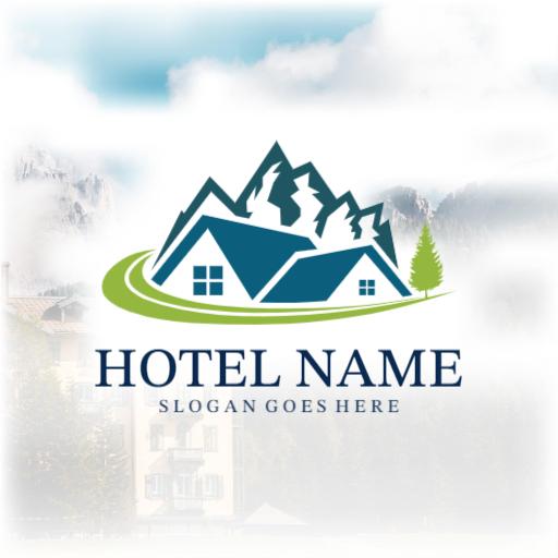 Charming Mountain Retreat with Cozy Accommodations Logo Template