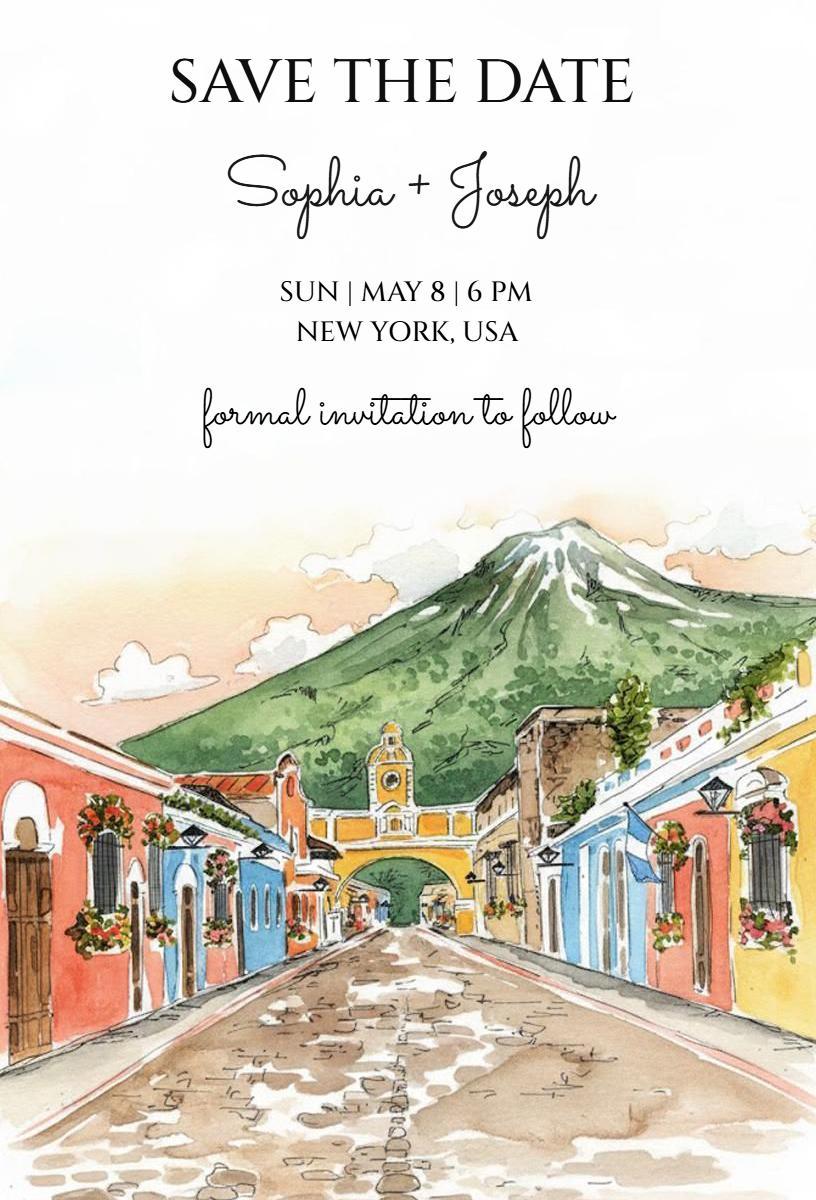 Charming Mountain-Themed Wedding Save The Date Invitation Template