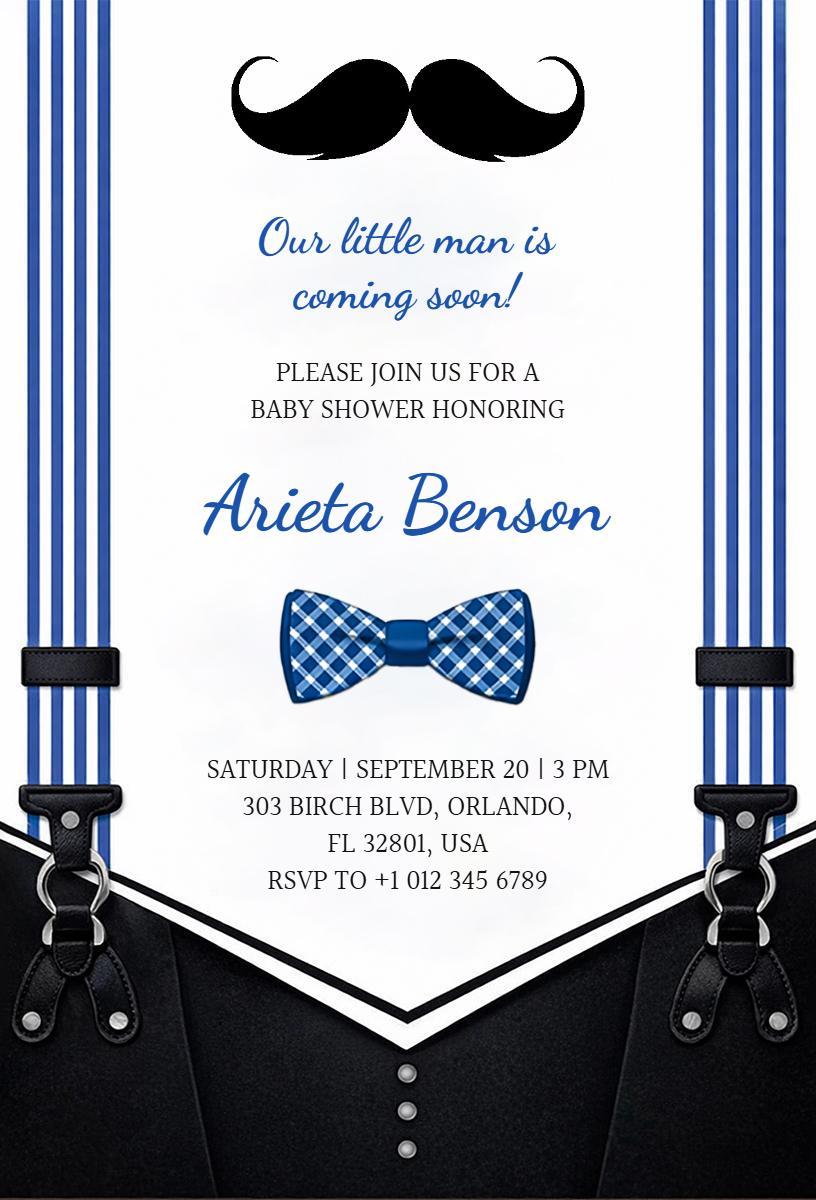 Charming Mustache-Themed Baby Shower Celebration Invitation Template