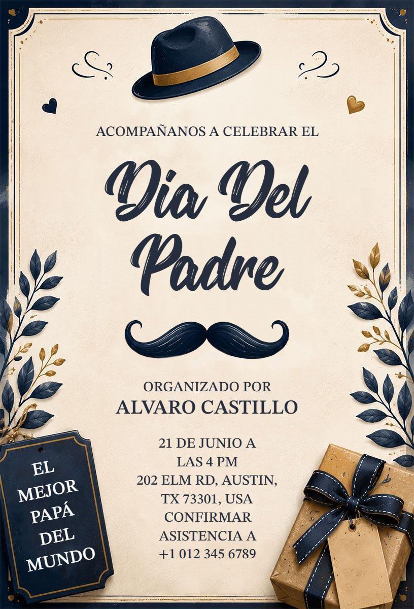 Charming Mustache Themed Father's Day Celebration Invitation Template