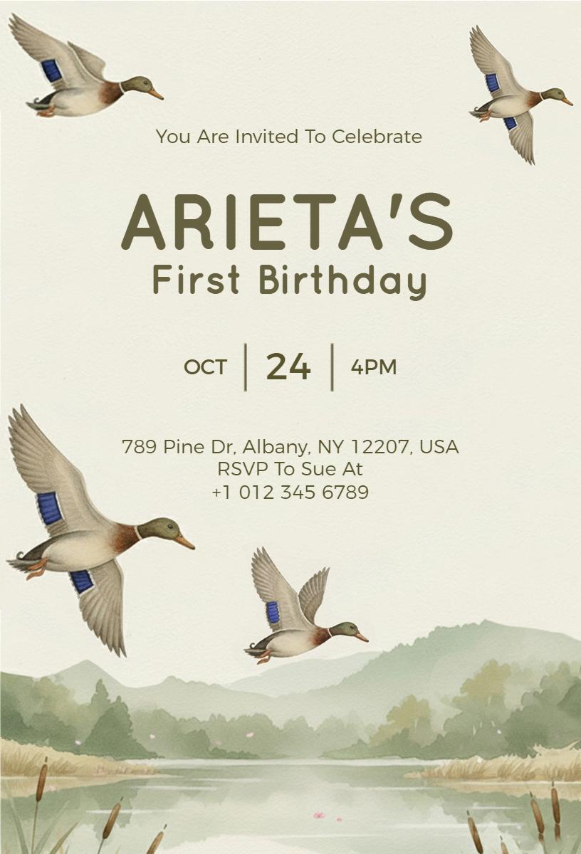 Charming Nature-Inspired 1st Birthday Celebration Invitation Template