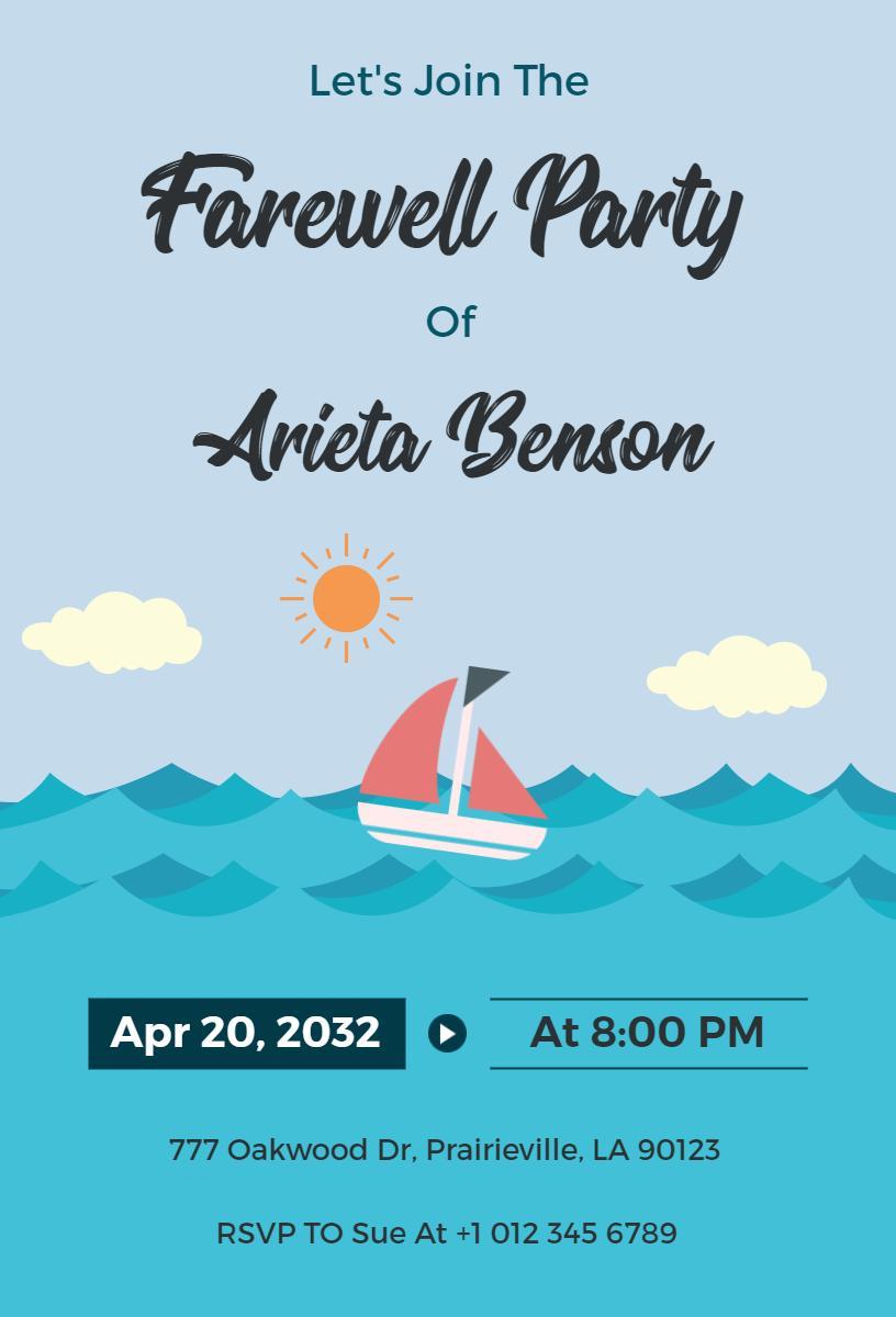 Charming Nautical Themed Farewell Party Invitation Template