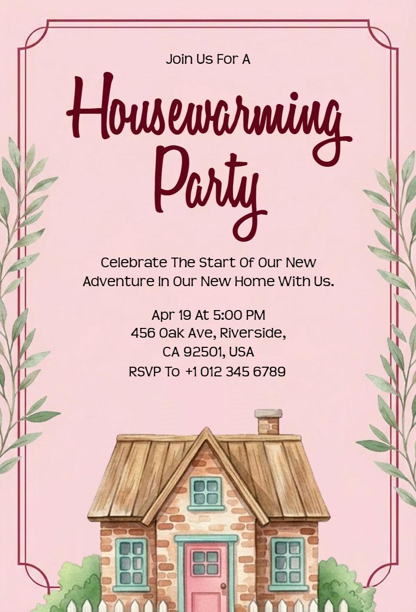 Charming New Beginnings Housewarming Party Invitation Template