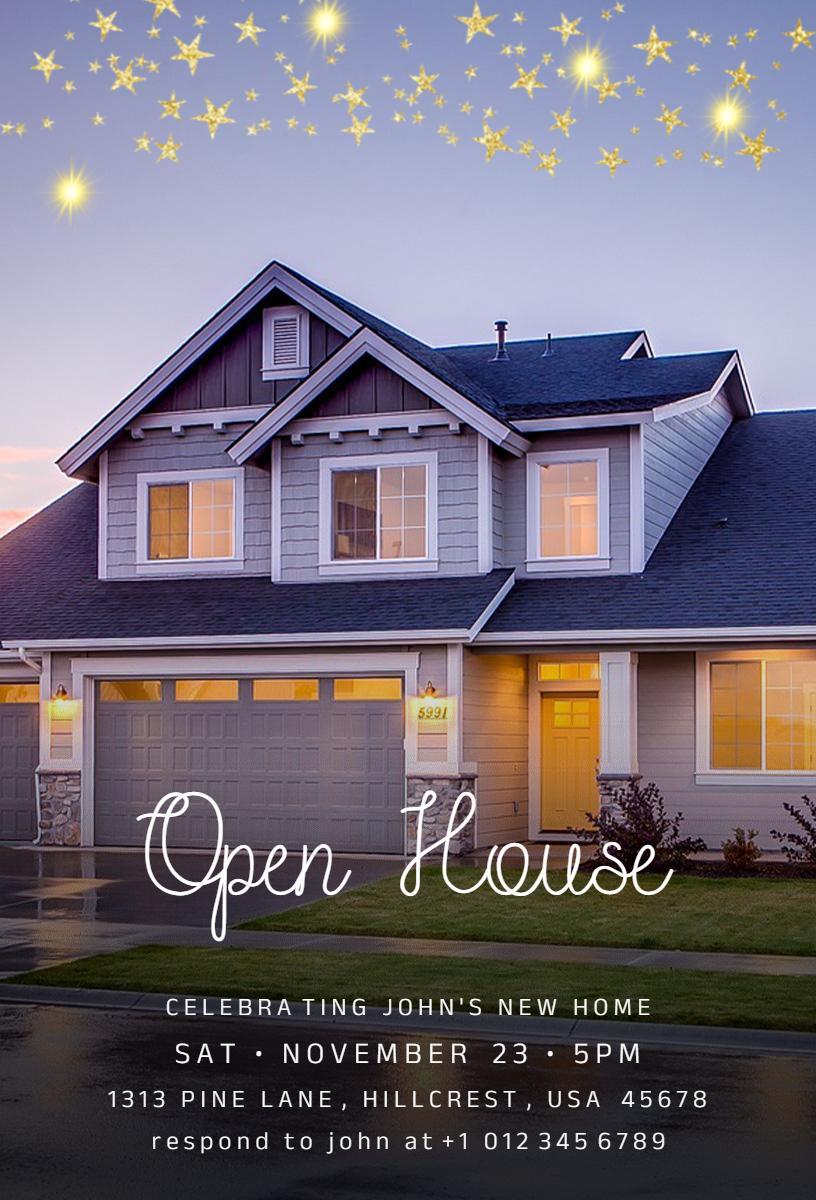 Charming New Home Open House Celebration Invitation Template