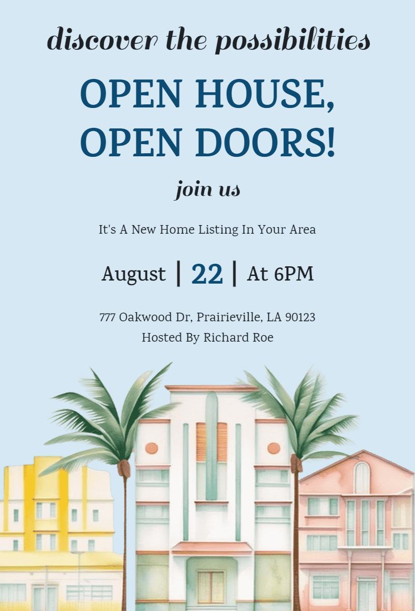 Charming New Home Open House Invitation Template
