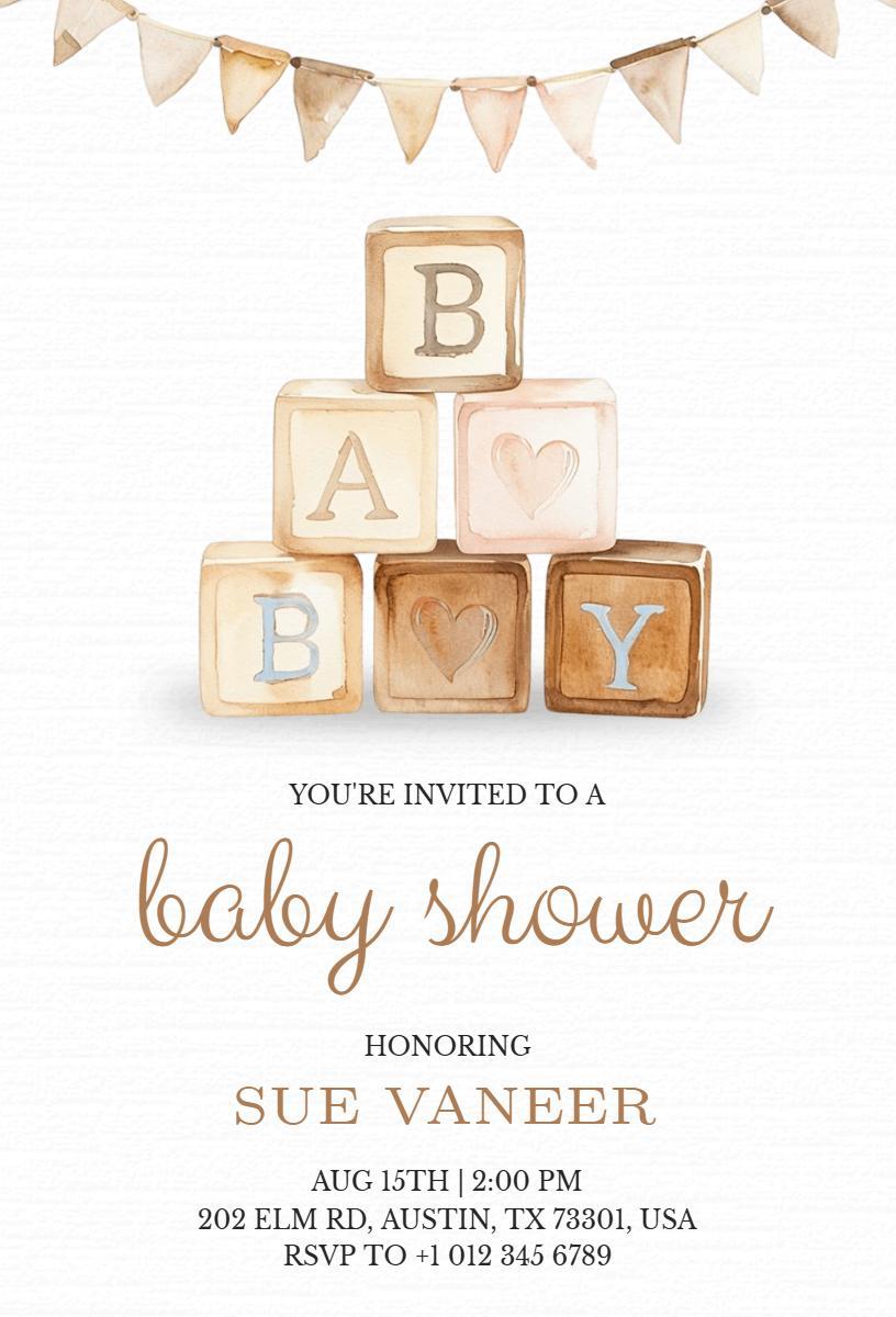 Charming Nursery Toys Themed Baby Shower Invitation Template