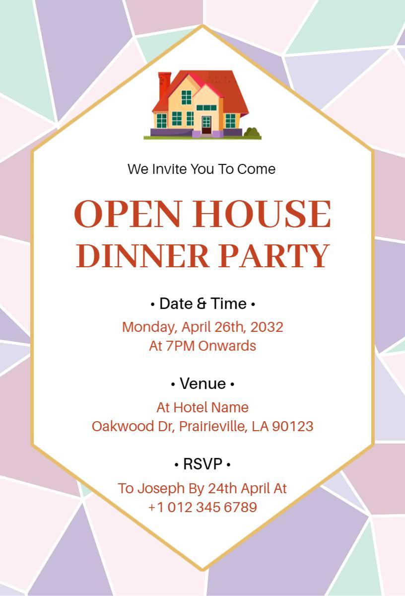 Charming Open House Dinner Party Gathering Invitation Template