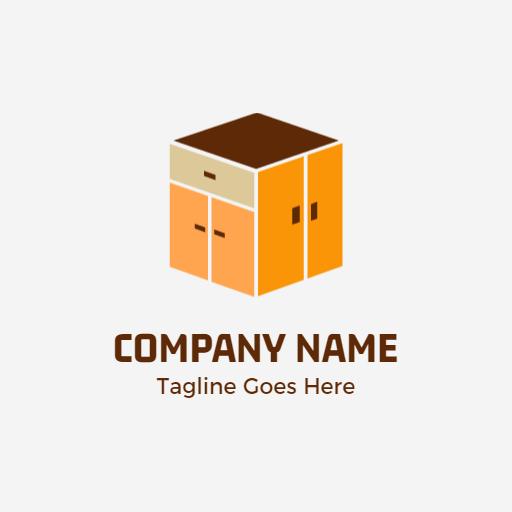 Charming Orange Cabinet Design Showcasing Home Decor Logo Template
