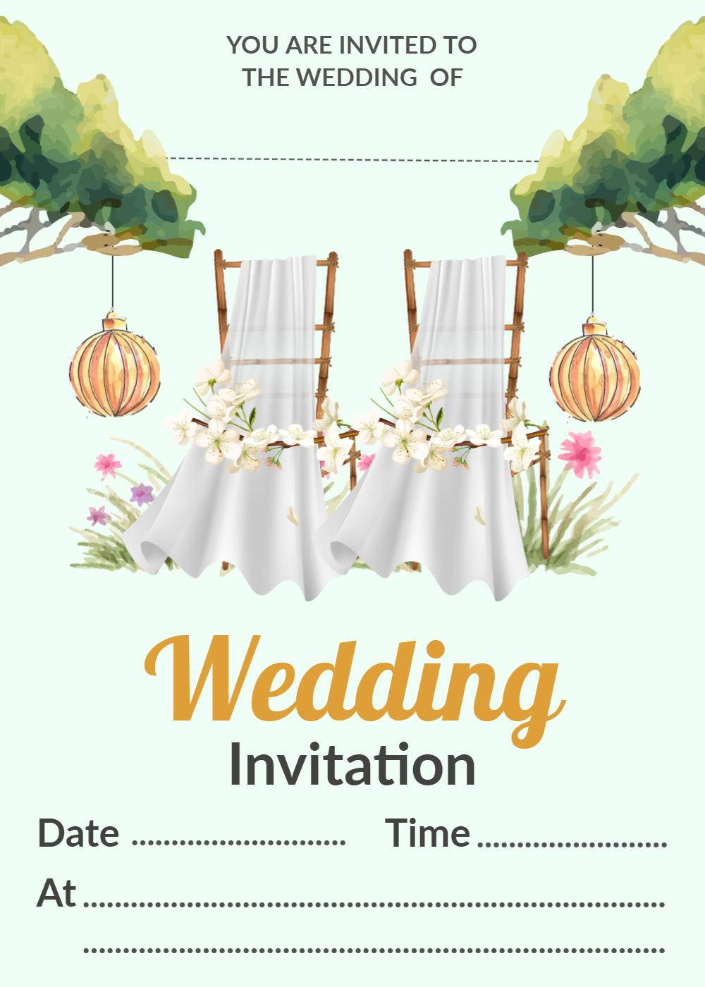 Charming Outdoor Floral Romantic Wedding Invitation Template