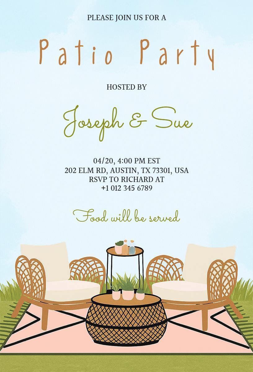 Charming Outdoor Patio Gathering Celebration Invitation Template