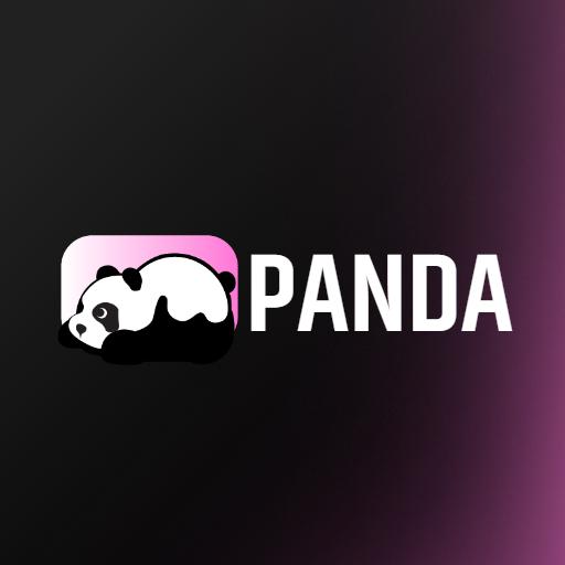 Charming Panda Relaxing in Soft Pink Background Logo Template