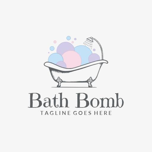 Charming Pastel Bubbles in a Cozy Bath Tub Bathroom Logo Template