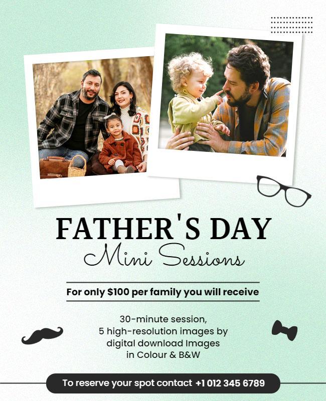 Charming Pastel Fathers Day Mini Photo Session Poster Template