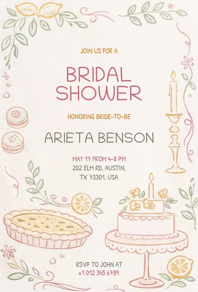 Charming Pastel Floral Bridal Shower Celebration Invitation Template