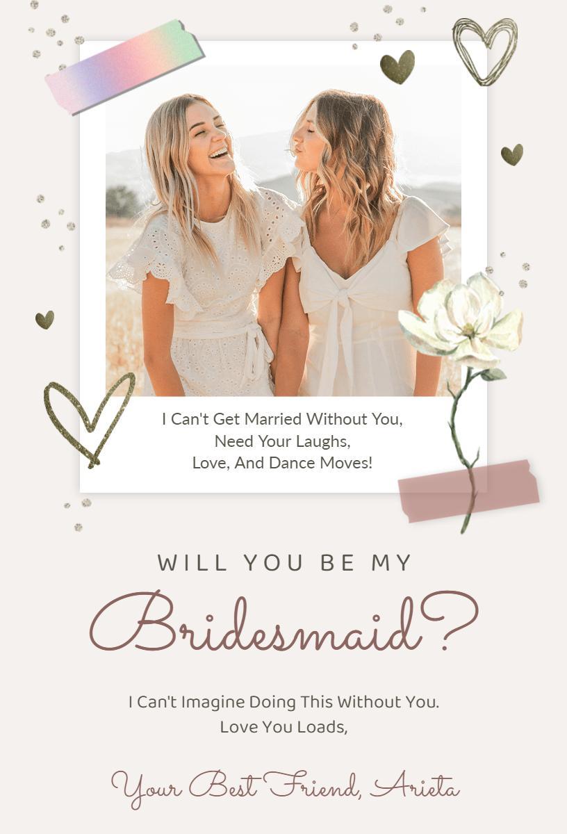 Charming Pastel Floral Will You Be My Bridesmaid Invitation Template