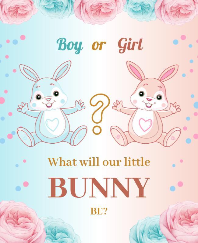 Charming Pastel Gender Reveal Bunny Celebration Poster Template
