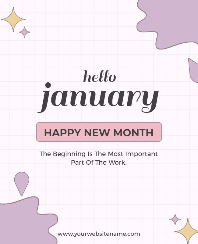 Charming Pastel January New Month Celebration Poster Template