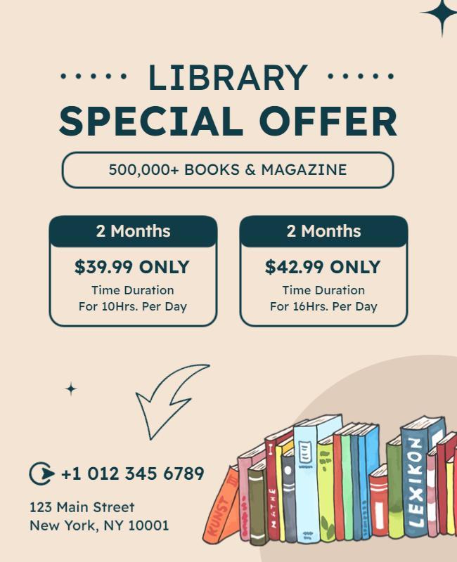 Charming Pastel Library Special Offer Subscription Poster Template