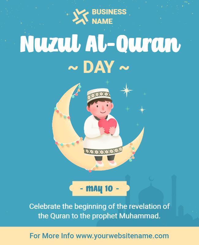 Charming Pastel Nuzul Al-Quran Celebration Day Poster Template