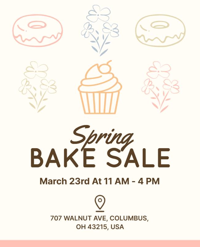 Charming Pastel Spring Bake Sale Poster Template