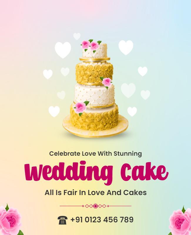 Charming Pastel Wedding Cake Celebration Poster Template