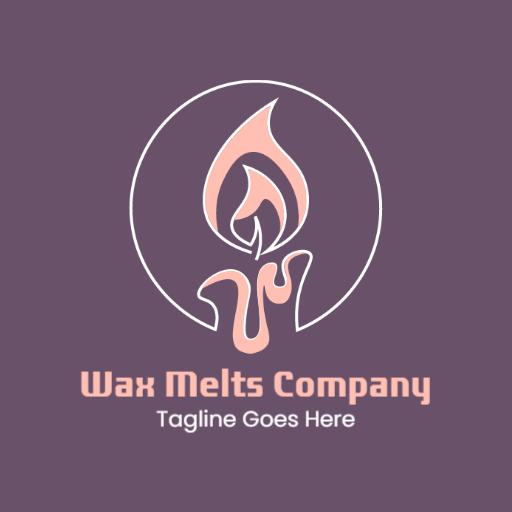 Charming Pink and Beige Candle Flame Represents Wax Melts Logo Template