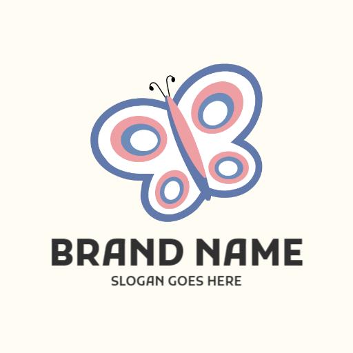 Charming Pink and Blue Butterfly Design Representing Beauty Logo Template