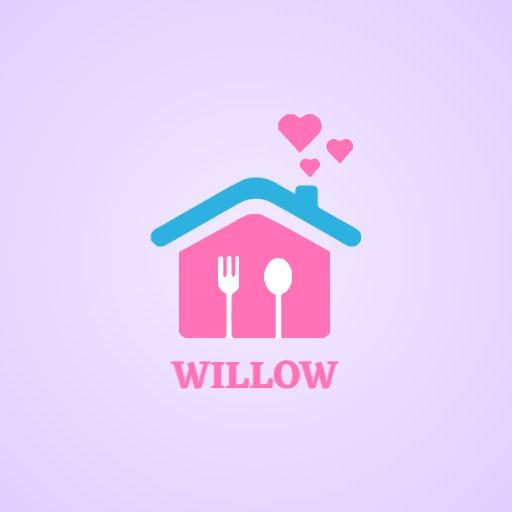 Charming Pink and Blue Kitchenware Home Design Logo Template