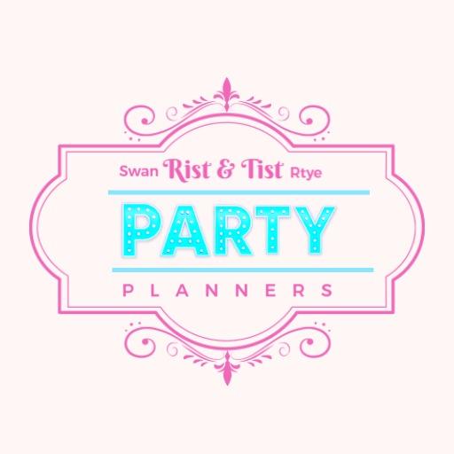 Charming Pink and Blue Retro Design for Party Planners Logo Template