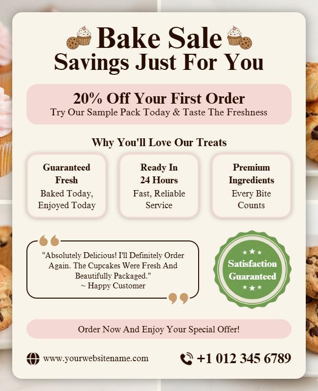 Charming Pink and Cream Bakery Promotional Sale Flyer Template