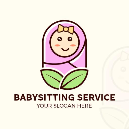 Charming Pink and Green Design for Trusted Babysitting Logo Template