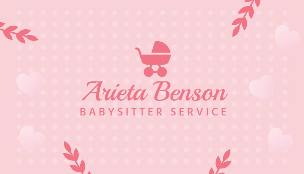 Charming Pink Babysitter Service Business Card Template