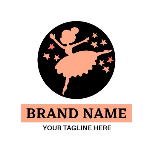 Charming Pink Ballerina Dancing Among Stars Princess Logo Template