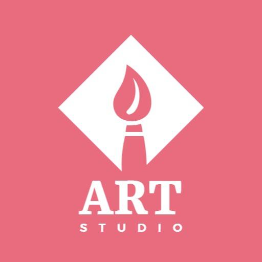 Charming Pink Design Representing Creative Art Studio Logo Template