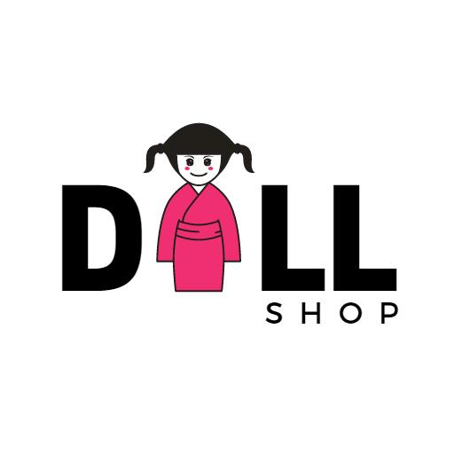 Charming Pink Doll Design Representing a Doll Shop Logo Template