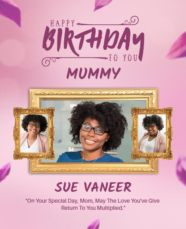 Charming Pink Floral Birthday Celebration for Mom Poster Template