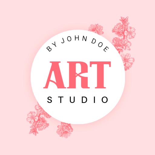 Charming Pink Floral Design for Creative Art Studio Logo Template