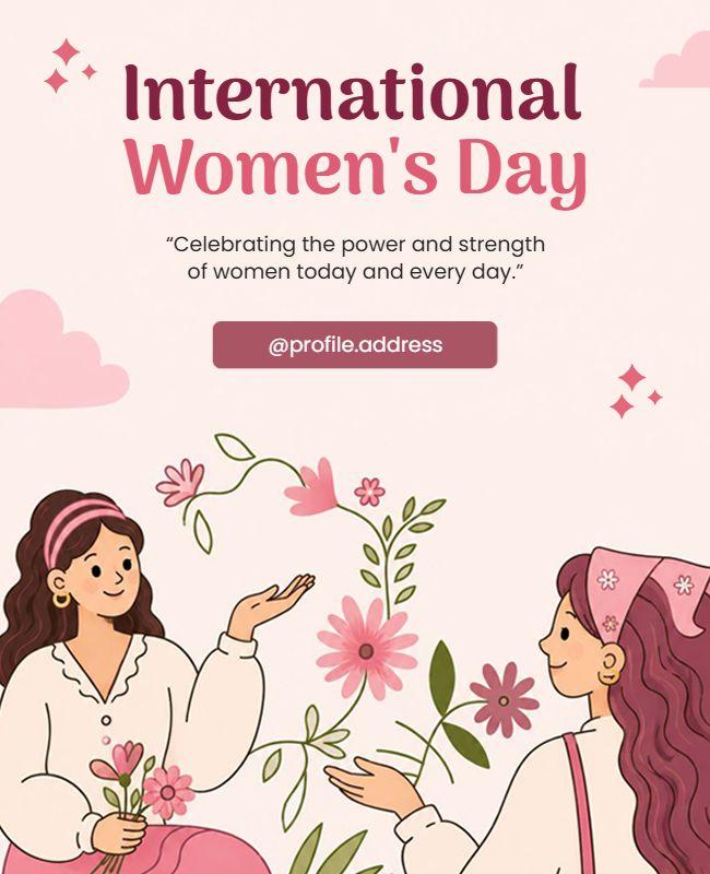 Charming Pink Floral Empowerment Celebration Poster Template