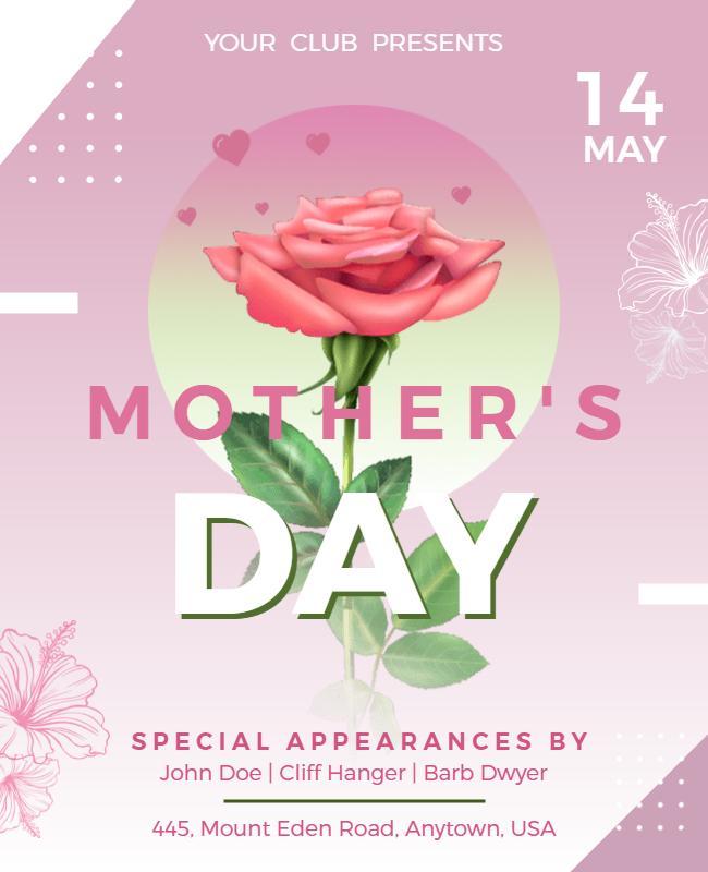Charming Pink Floral Mother's Day Celebration Poster Template