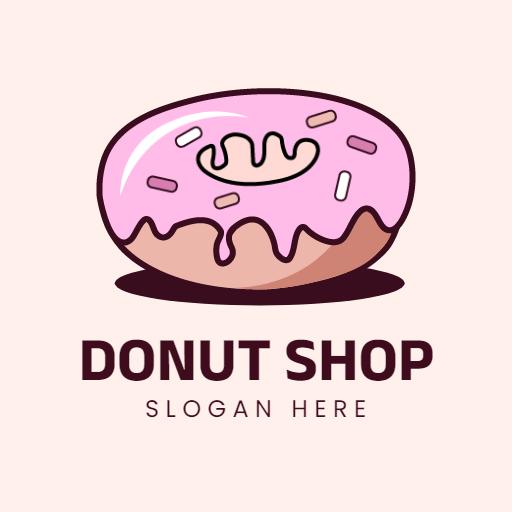 Charming Pink Frosted Donut Design for Donut Shop Logo Template