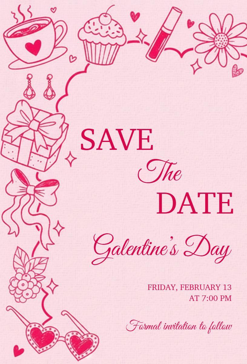 Charming Pink Galentine's Day Celebration Invitation Template