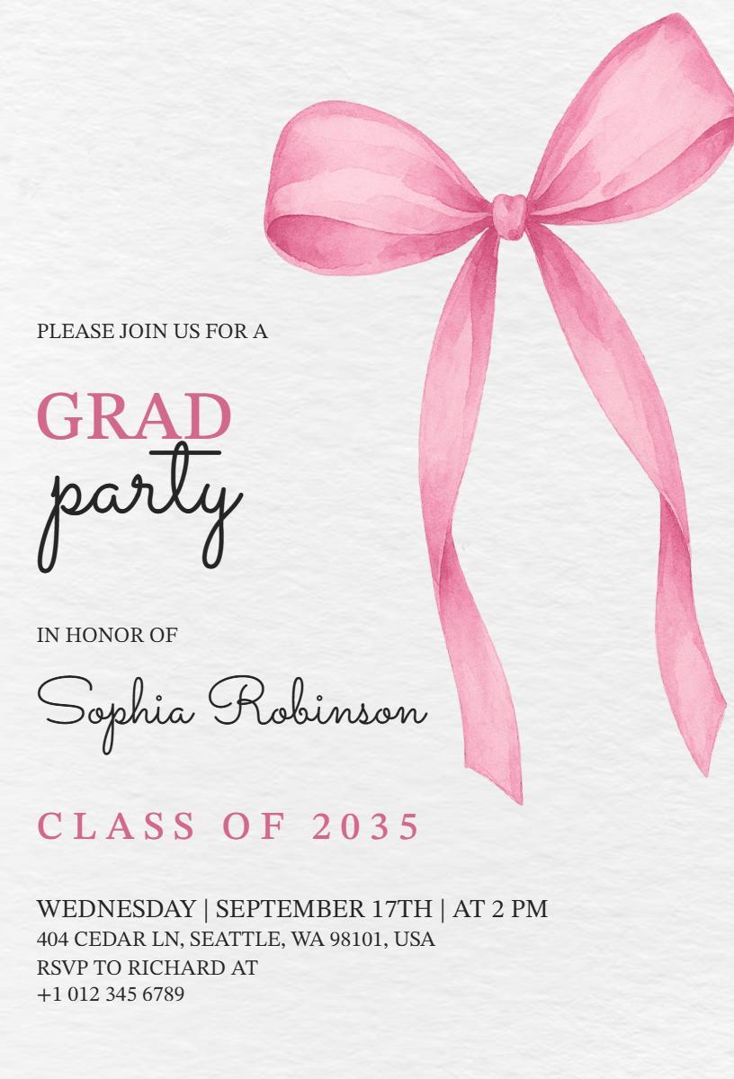 Charming Pink Graduation Party Celebration Invitation Template