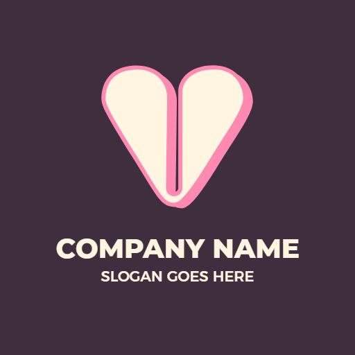 Charming Pink Heart-Shaped V Letter Design for Branding Logo Template