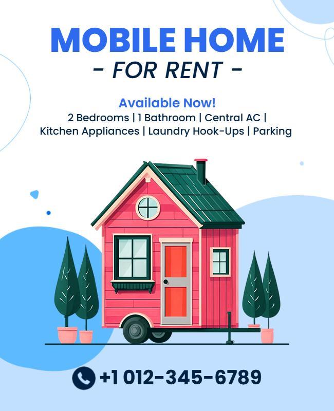 Charming Pink Mobile Home Rental Announcement Poster Template